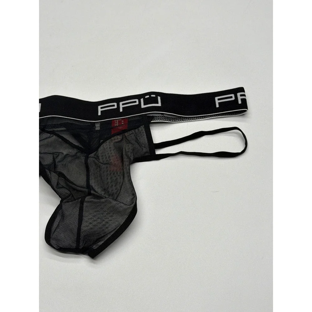 PPU UNDERWEAR Men's Black Mesh Jockstrap‎ Thong Underwear Size XL NWT